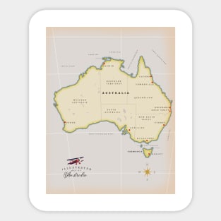 Illustrated map of Australia Sticker